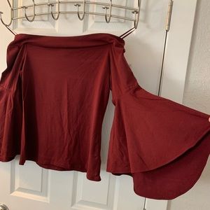 Sexy off the shoulder burgundy top